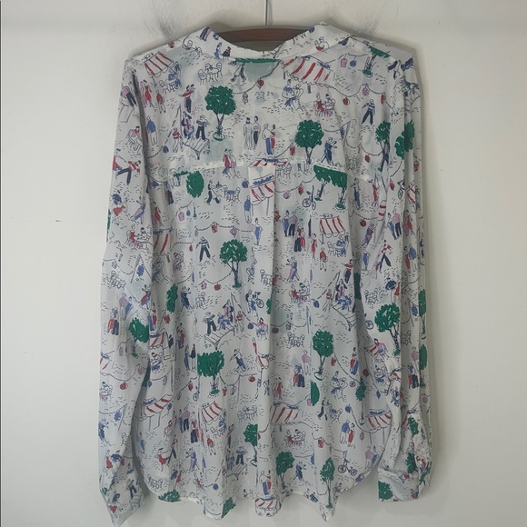 BODEN Sienna Silk Shirt Ivory Paris Scene Size 20-22R - Picture 5 of 15